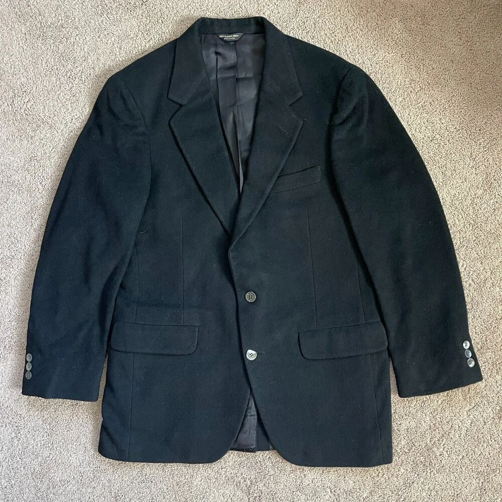 Vintage Bill Blass 100% Cashmere Black Sport Coat/Blazer Mens Made In USA
